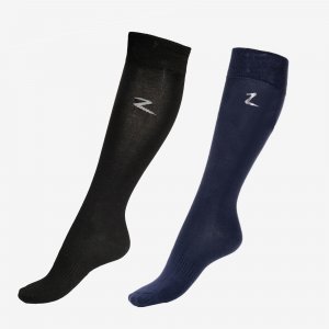 Product shot of black and blue coloured sock