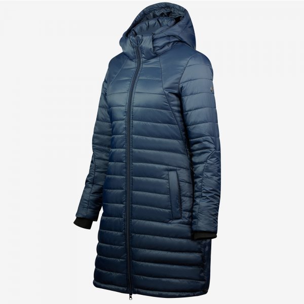 Product shot of womans long winter coat