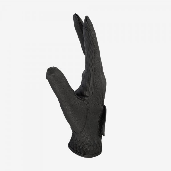 Product shot of black equestrian riders gloves