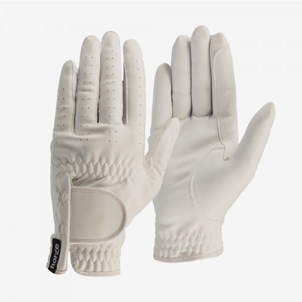 Product shot of white equestrian riders gloves