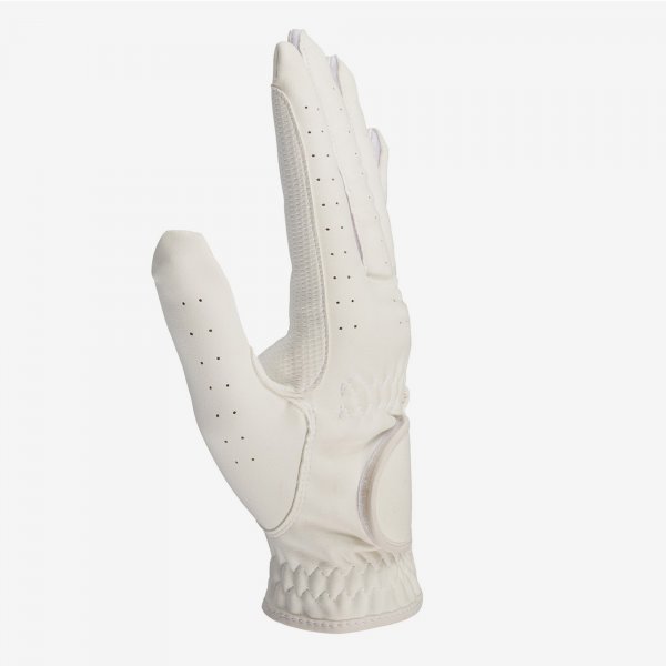 Product shot of white equestrian riders gloves