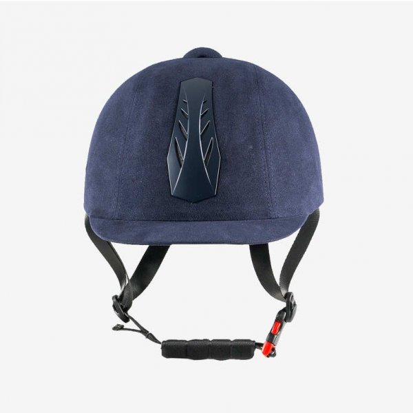 Product shot of blue equestrian helmet